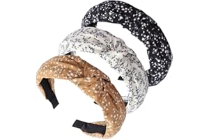 scicent 3Pcs Headbands for Women Alice Bands Adult Boho Beauty Wide Top Knot Turban Fabric Hairband No Slip Headwear Elastic Hair Hoops HB0014