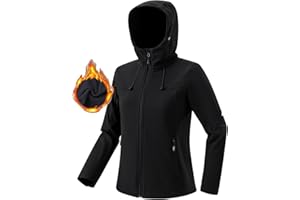 Maisley Damen Softshelljacke wasserdichte Atmungsaktive Warme Winterjacke Fleece Übergangsjacke Winddichte Funktionsjacke mit Kapuze Übergangsjacke Windbreaker