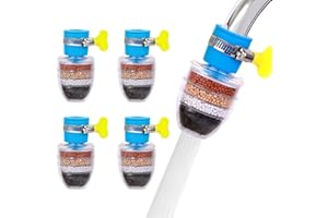 FIBOUND 4 PCS Wasserhahn Clean Purifier FilterMini Wasserhahn WasserfilterAktivkohle Wasserhahn WasserreinigerWasserhahnfilterDrehbar Wasserhahn für Küche Home Badezimmer 6-Schicht-Filtration