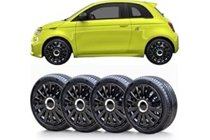 SOLIP car 14 inch wheel trims, Hub caps, Set of 4 Fiat 500 wheel trims, Silver/Black Full Set (4sc)