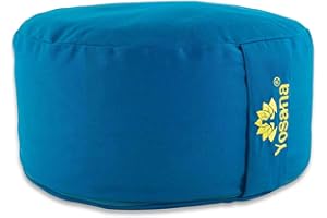 ‎YOSANA Yosana Yogakissen Meditationskissen, rund, mit Bio-Dinkelfüllung aus Deutschland - Yoga Kissen mit 17cm Sitzhöhe & 35cm Durchmesser, Sitzkissen Boden mit waschbarem Biobaumwolle Bezug und Tragegriff