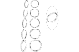 Senteria 10 paia orecchini rotondi a cerchio, per donne e uomini, ragazze, leggeri, in acciaio inox, per cartilagine, ipoallergenici, 8-16 mm