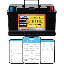 LiFePO4 lithium batterij, 12 V, 100 Ah, mini-formaat, hoogte 188 cm, 100 A BMS-autoaccu, tot 15000 cycli, mini-formaat voor caravans, campers, boten, trolling-motor, zonne-energie