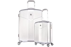 ABISTAB VERAGE V-LITE Ultraleicht Hartschalenkoffer Ab 1,9kg 4 Doppelrollen TSA Schloss, Reisekoffer Gepäck-Set 2 teilig S M mit Handgepäck-Koffer ABS/PC Trolley, Silber