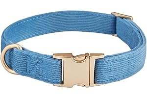 YUDOTE Collare per cani ultra morbido in velluto a coste di cotone naturale realizzato per cani di piccola taglia con pelle sensibile, blu-grigio