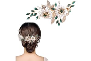 AUSWALAR Bride Daisy Flower Wedding Hair Comb Slides,Rhinestone Gold Crystal Hair Pieces Bridal Hair Accessories for Women and Girls