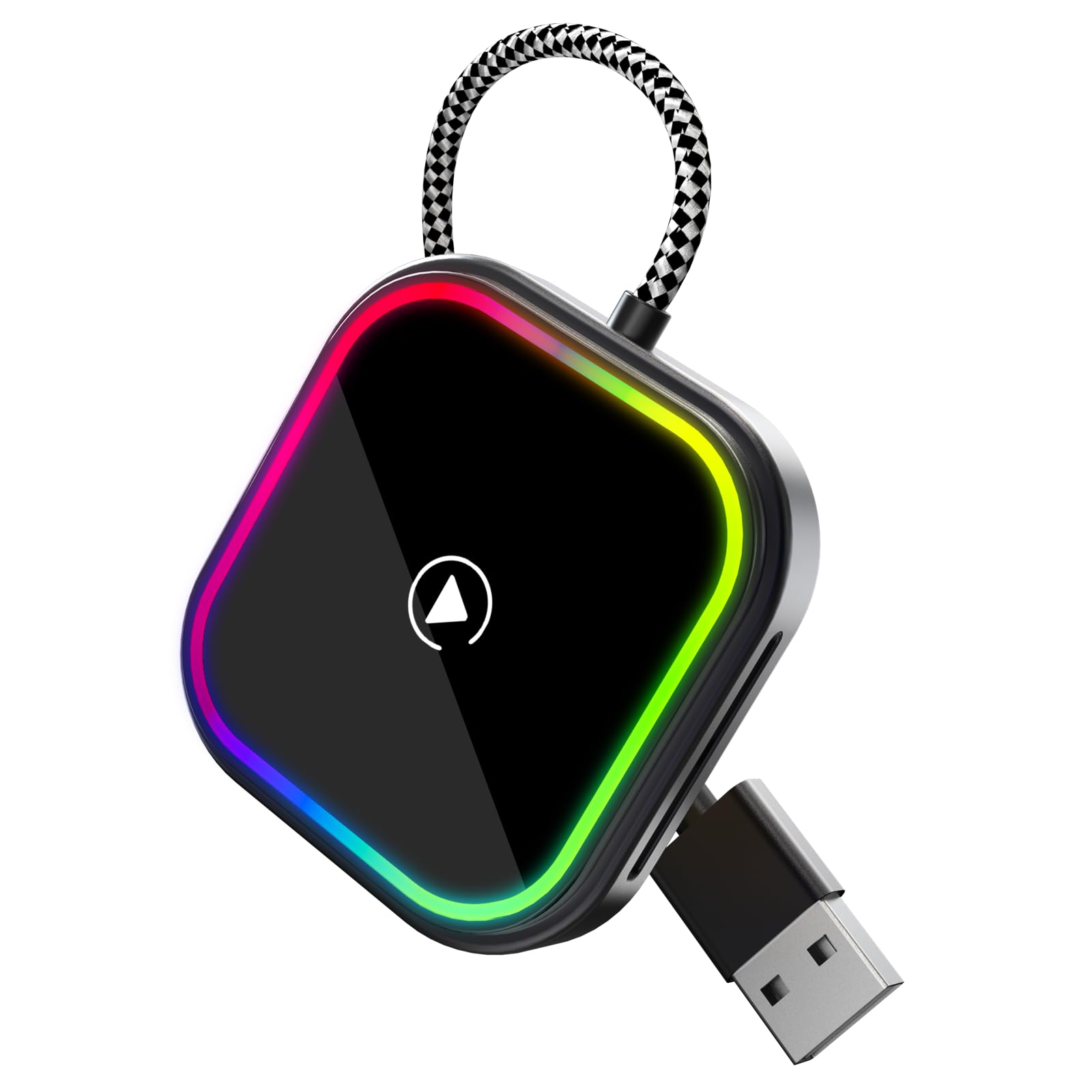 Wireless Carplay Adapter, Android Auto Wireless Adapter with Beat-Synthed Light, Converts Factory Wired CarPlay to Wireless, Plug and Play Wireless Android Auto Adapter for Car, Bluetooth 5.3