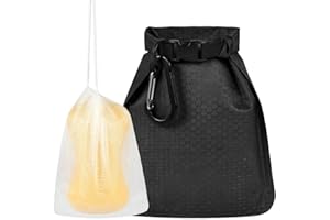 vsshe Travel Soap Bag, Waterproof and Leakproof Soap Travel Storage Bag, Quick Dry Soap Bag, Portable Sealed Storage Bag with Soap Foaming Bag and Carabiner for Travel, Camping, Outdoor (Black)