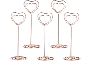 BESTOMZ 12 Stück Herz Tischkartenhalter Fotohalter Herz Kartenhalter Hochzeit Platzkartenhalter Memohalter Sitzkartenhalter Tischnummernhalter (Rosy Gold)