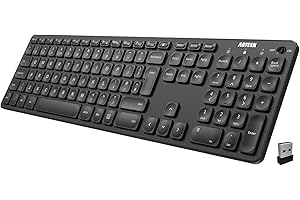 Arteck 2.4G Wireless Keyboard Ultra Slim Full Size Keyboard with Numeric Keypad and Media Hotkey for Computer/Desktop/PC/Laptop/Surface/Smart TV and Windows 10/8/ 7 Built-in Rechargeable Battery