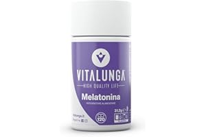 VITALUNGA HIGH QUALITY LIFE Melatonina Pura Forte per Dormire Bene, Insonnia, Stress, Fatica a Dormire, 120 Capsule ad Alto Dosaggio (1 mg), 100% Vegetali Vegane, Vitalunga