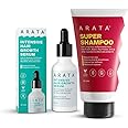 Arata Grow Strong Combo | Intensive Hair Growth Serum & Super Shampoo | Boost Hair Growth | Reduce Hair Loss | Smooth & Shiny Hair | 3% Redensyl, Biotin, Protein, Vitamins | 150ml + 30ml