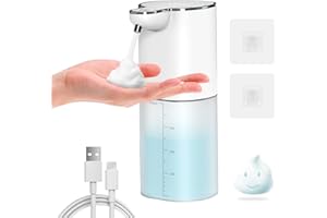Dispenser di sapone a parete, Gcstnn 400ml Dispenser elettrico di schiuma di sapone con 4 livelli regolabili,Type-C,IPX5 impermeabile Dispenser di sapone sensore automatico per cucina, bagno,scuola.