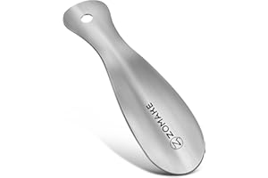 ZOMAKE Mini Łyżka Do Butów Mała Metalowa 19cm,Krótka Łyżka Do Butów Ze Stali Nierdzewnej - Srebrna Mała Łyżka Do Butów Z Uchwytem Ściennym