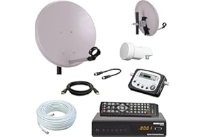 NETSHOP 25 Digital Camping SAT Anlage 40 cm Spiegel + HD Sat Receiver + Digitaler SAT Finder + HD Single LNB + 10m Kabel