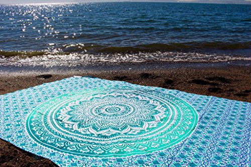 Groß Türkis Ombre indischen Mandala Tapisserie Hippie Hippie-Wandbehang/Tagesdecke Wohnheim dekorativer Wandschmuck Picknick Strand Tabelle Decke von bohomandala - 3