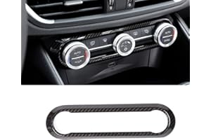 YIWANG Fibra di Carbonio Stile ABS Cromato Auto Interni Centro Aria Condizionata Regolazione Telaio Trim 1pc Per Giulia Stelvio 2016-2020 Accessori Auto (Fibra di Carbone)