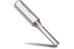 hsawbit Straight 2-Flute Router Cutter, 1/2 Inch Shank, 10mm Cut Diameter & 30mm Cut Length, Flush Trim Router Bit for Woodworking