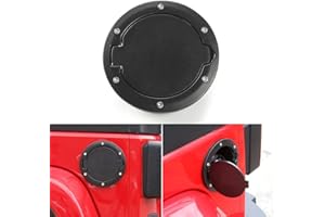 Beside_Auto Tapa de depósito de gas negra (GC01) de aleación de aluminio, compatible con Jeep Wrangler JK y Unlimited Sport X Sahara Rubicon 2007-2017, acabado anticorrosión
