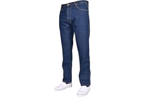 True Face Mens Jeans Basic Plain Straight Leg Trousers Denim Pants Classic Fit Casual Wear Belt Loop Zip Fly Pocket Sizes 30-40