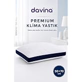 Davina Klimalı Yastık 50x70 cm, Hava Sirk&uuml;lasyonlu Nefes Alabilir Kenar Bantlı ip Kapitone Mikrofiber Dış Kılıflı Terletmez A