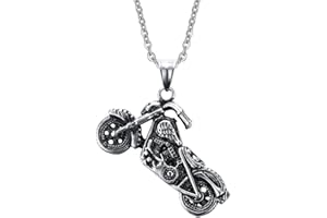 VNOX En acier inoxydable moto moto pendentif collier,chaîne libre