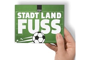 Stadt Land Fluss mini Fussball Edition Stadt Land Fluss to go Spielblock in Postkartengröße mit 12 Fussball Kategorien Spiele Klassiker Reisespiel für Urlaub Ferien Geschenk-Idee Fußballfans 50 Blatt