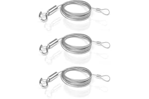 Fenglin-joy Câble en Acier Inoxydable,3 pièce Câbles Métalliques Réglables 2m x 1,5mm Fil de Suspension Réglable Fil Suspension Cadre pour Vêtements Lumières Photos