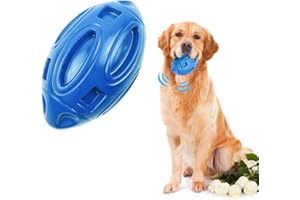 DEARLIVES YF Dog Ball Indestructible Dog Toys, Tough Rubber Dog Rugby Ball Dog Chew Toy with Squeaker for Aggressive Chewers, Large/Medium Breed Dog