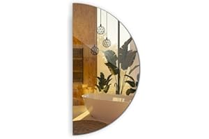 GENERIC Moderner Halbrunder Spiegel Halbrunder Loft-Wandspiegel für Schlafzimmer Wohnzimmer Rahmenlos Horizontales und Vertikal 90 cm