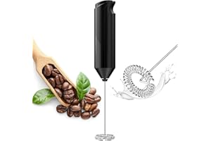 Uootach Montalatte Elettrico, Montalatte in Acciaio Inox, Montalatte portatile, Schiuma Latte, Funziona a Batteria Miscelatore per Cappuccino, Matcha, Caffè Schiumoso, Latte (Nero).