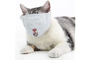 oUUoNNo Breathable Cat Muzzles, Cotton Cat Restraint Mask for Grooming and Nail Trimming, Cat Holder Prevent Cats from Biting，Meowing, Chewing,Scratching (M, Style 2)