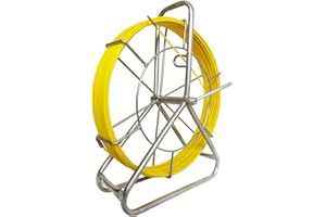 IRSCorp 6mm 150m Ruban à Poisson en Fibre de Verre Aiguille De Tirage Fibre Optique Conduit de câble Porte-Moulinet en Acier avec Frein Bande de Poisson en Fibre de Verre Brin Rigide D’Aiguillage