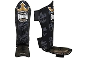 BUDDHA SPORTS Buddha Fight Wear, Top Premium Shin Guards - Black