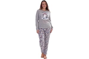 CHICWHISPER Ladies Plush Super Soft Check Pyjamas Warm Teddy Bear Fleece PJ'S