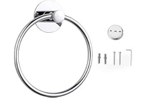 HDGT Lerkely Toallero de acero inoxidable, 16 cm, forma redonda, soporte para toallas de pared (clásico), color plateado