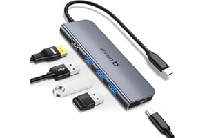 USB C Hub, QUUGE 5in1 USB C HDMI Adapter with 4K@30HZ HDMI, 100W PD, 3×USB A 3.0 Ports, Aluminum Ultra Slim Hub for Switch, MacBook Air/Pro, Galaxy S/Z/Note Series & More.