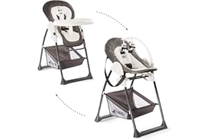 hauck Chaise Haute Bébé Sit N Relax, Inclus Transat Bebe avec Arche de Jeux, Siège Enfant avec Plateau, Châssis Réglable en Hauteur avec Roues et Panier, Pliable - Wild Panda