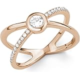 S.Oliver Damen Doppel-X Ring Aus 925er Sterlingsilber Rhodiniert – Mit Weißen Zirkonia, Für Zwei Finger, Trendschmuck