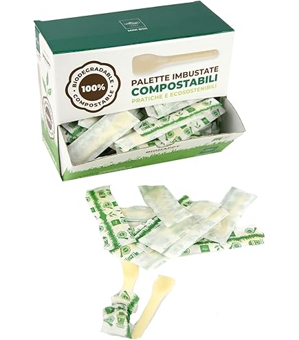 Cucchiaini Compostabili Beige - 250 Pezzi, 9 Cm, Per Gelato, Yogurt, Dessert - Foto 9
