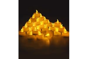 Birshe Juego de 25 LED Velas, Té Parpadeantes LED Velas de Navidad Velas Halloween,Llama Parpadeante Realistas Velas Led Sin Llama Decoración de Luces Decoración para Halloween,Navidad,ÁRbol,Fiesta