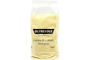 Oltresole - Farine de lupin biologique 1 kg - Farine de légumineuse biologique, riche en protéines, pauvre en glucides, riche en fibres, parfaite pour les sucreries et les plats salés, végétalienne