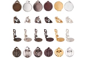 PH PandaHall 60pcs 6 Colori 12mm (0.47") Brass Clip-on Converter orecchino, Piatto Rotondo orecchino vassoi per DIY Non orecchino Trafitto Accessori Component basi Chiusura per Orecchini