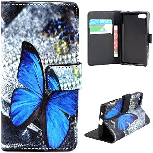 RoseMann Case for Sony Xperia Z5 Compact , PU Leather Stand Flip Wallet Case Cover with Magnetic Clasp and Credit Card Slots shell