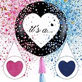 ✔ Fácil de usar: simplemente coloque el confeti azul o rosado en el globo de género, luego dilate con helio o aire. Llueva o haga sol, esta bola de anuncio de confeti es segura para usar en interiores o exteriores.