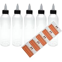 5 x 100ml Kunststoffflaschen aus PET mit Twist-Off Deckel, inkl. 5 Etiketten, Twist Cap, Leerflasche, Twist Top…