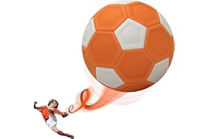 Tundwhite Fußball Kinder Kurvenball Größe 5, Eva Gummi Fußball Swerve Tricks, für Drinnen und Draußen, Orange, mit Pumpe