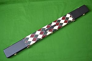 HANDMADE CUES Luxury Hand Crafted 3/4 Three Compartment Wide Patch Diamond Design Hard Snooker Cue Case in Multiple Colours.