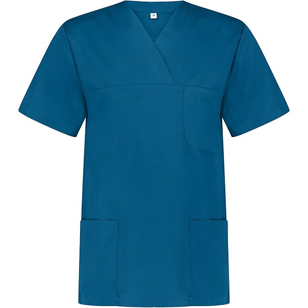 B well Justina Kasacks dames verzorgingskas dames jasje voor ouderenverzorging dames werkkleding korte mouwen V hals anti rimpel met elastaan, zwart, 3XL