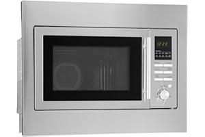 Bomann Micro-ondes encastrable 3en1 | gril et air chaud, | Microwave | 25 L | 10 programmes automatiques | grille et plateau tournant inclus (Ø 32 cm)| 900 watts | acier inoxydable | MWG 2216 H EB
